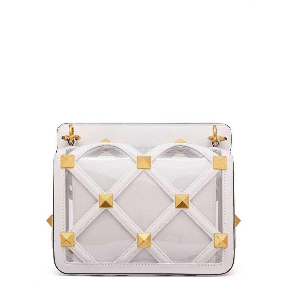NEW VALENTINO women's medium roman stud handbag in clear/white - Picture 2 of 5